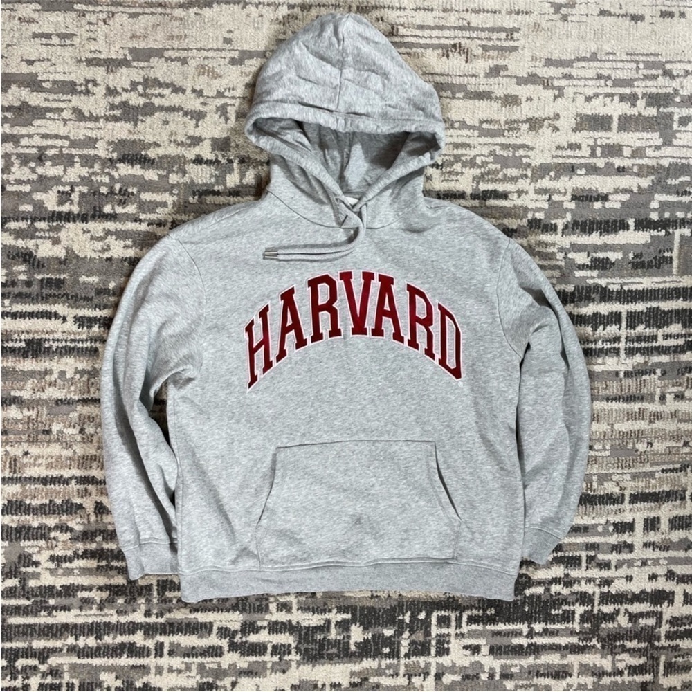 H&M Harvard Preppy Athleisure Grey & Red Logo Cotton Blend Hoodie - Picture 10 of 10